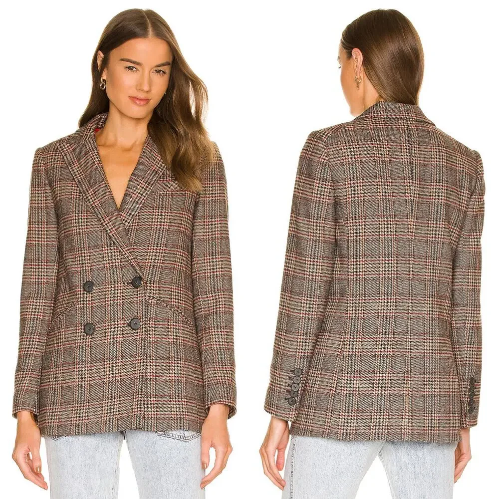 Veronica Beard Oria Dickey Blazer Checkered Plaid Jacket Wool Coat Size 6 - Picture 2 of 15